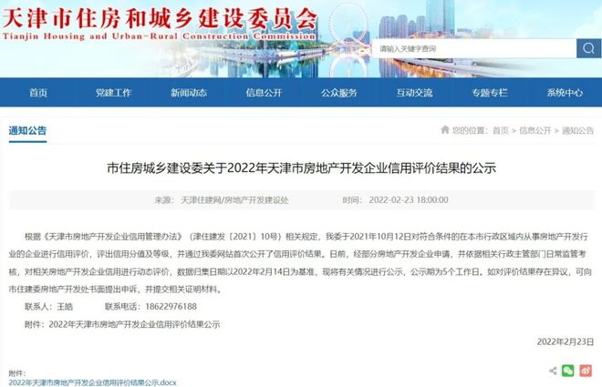 32家!2022年天津房企信用評價A級名單